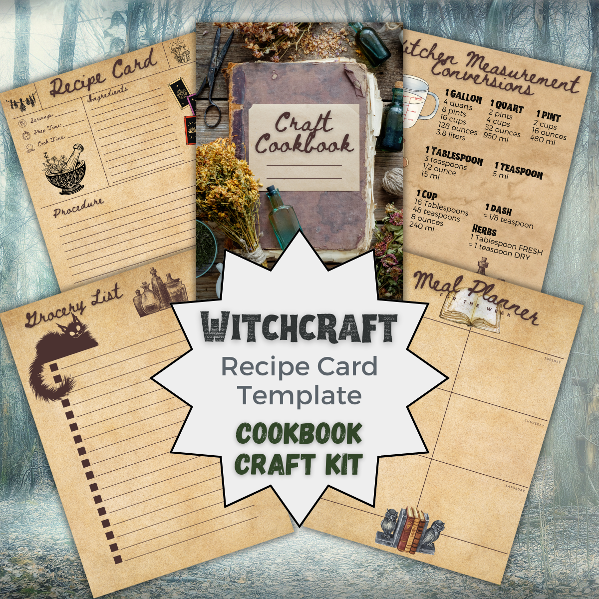 Witchcraft 1 Cookbook Recipe Card Template