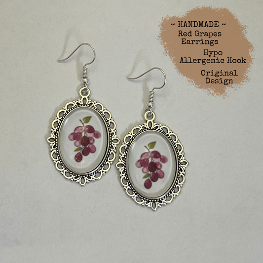 Red Grape Bunch Earrings, Gift for Her, Earrings Dangle, Cute Earrings, Unique Earrings, Gift for Women, Handmade Gift, Boho Jewelry