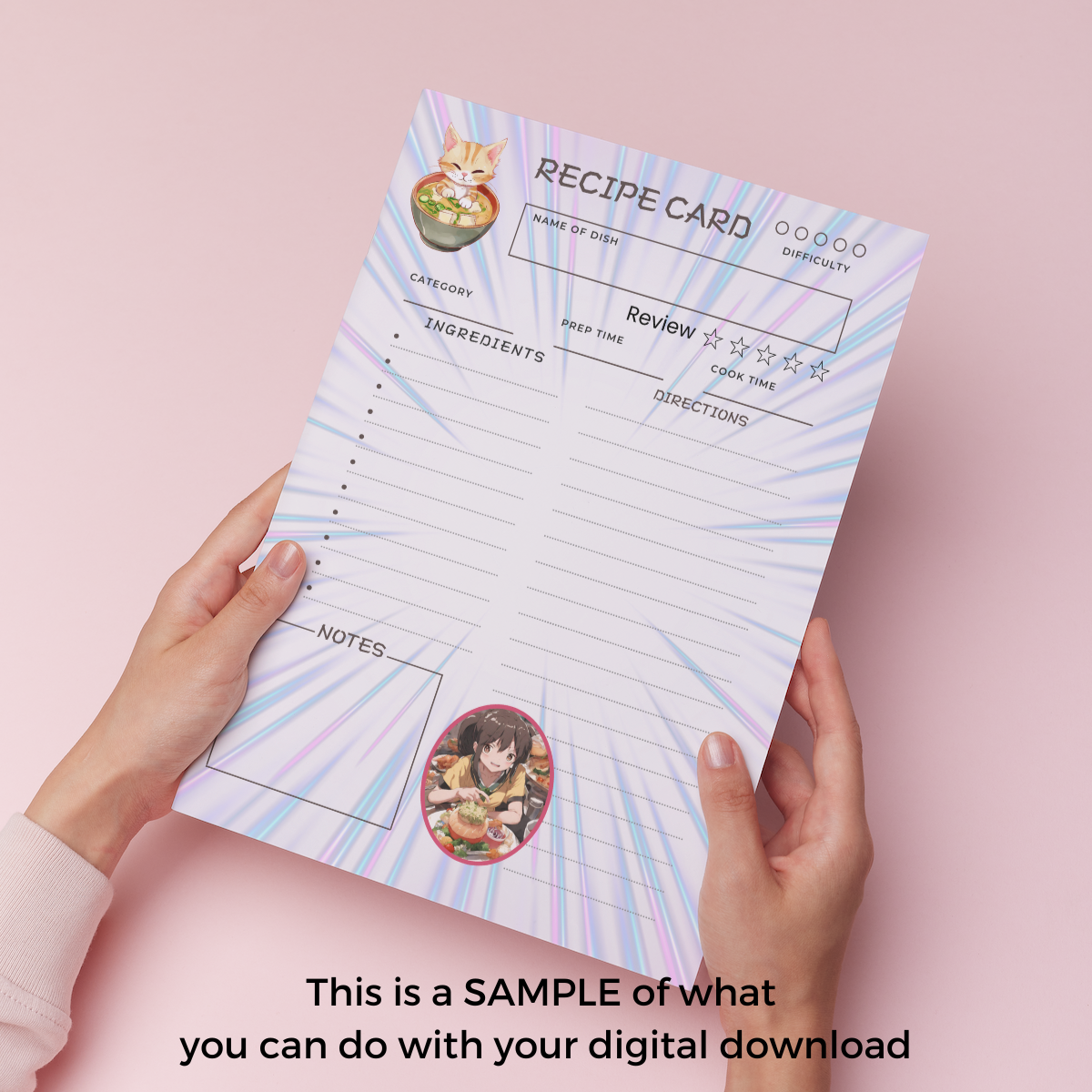 Anime Manga Cookbook Recipe Card Template