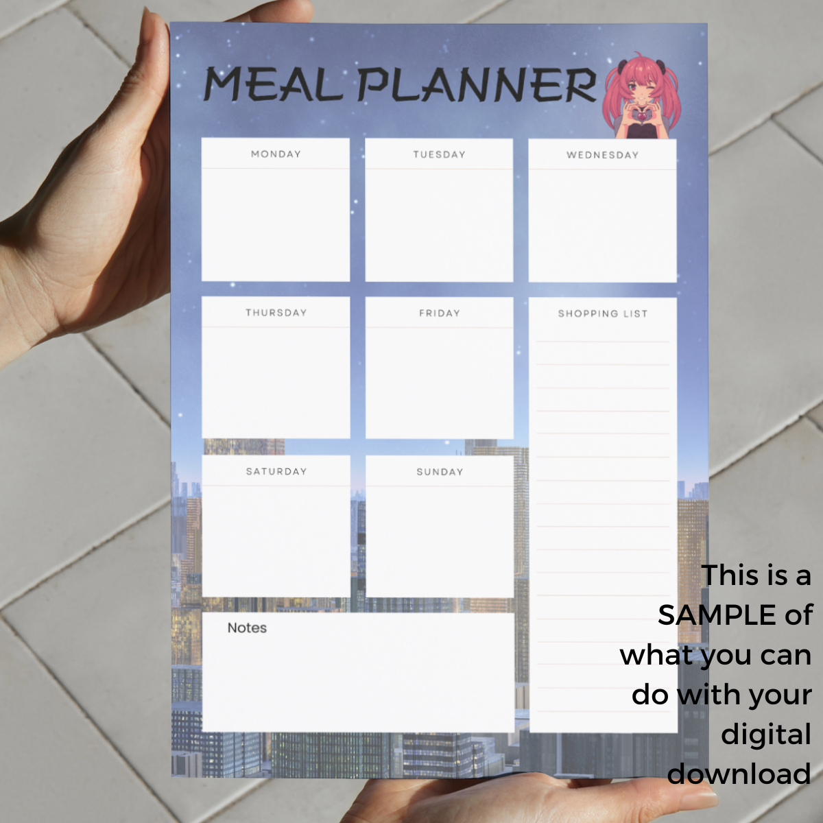 Anime Manga Cookbook Recipe Card Template