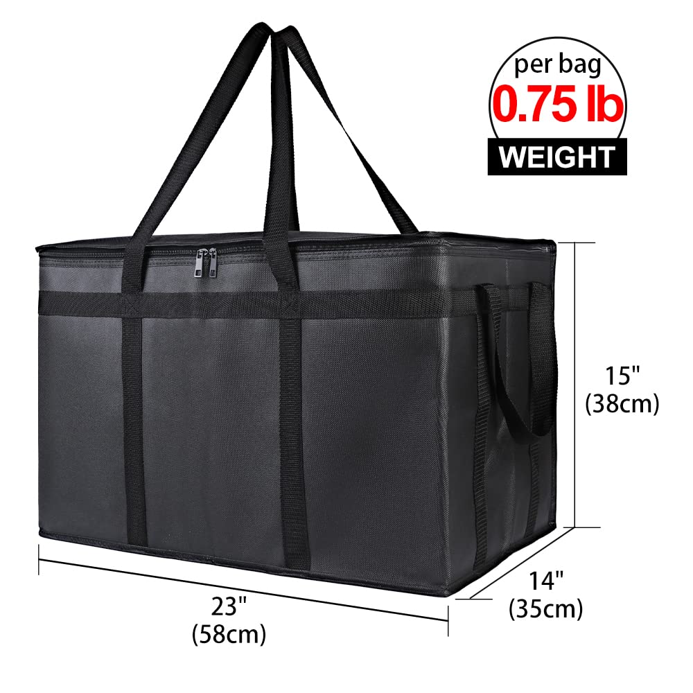 Bodaon Insulated Food Delivery Bag, XXXL Pizza Delivery Bags for Hot and Cold Food, Commercial, Large Capacity Reusable Warming Bag, Catering Cooler Bag for Doordash, Warmers for Parties (Black, 1Pk)