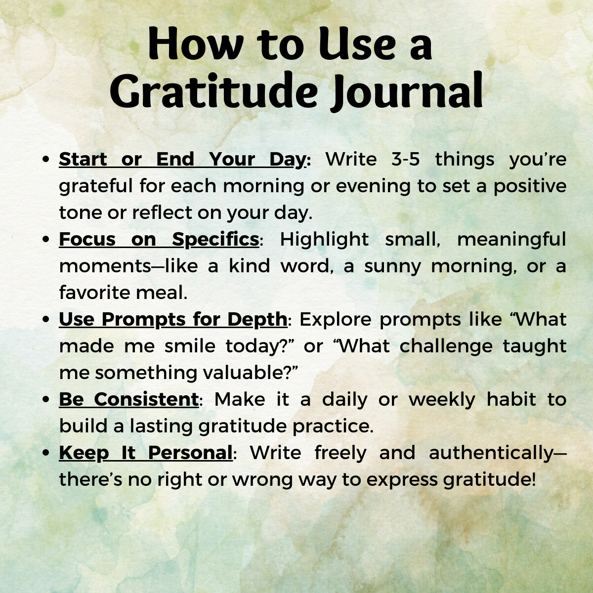 Watercolor Calming Gratitude Journal