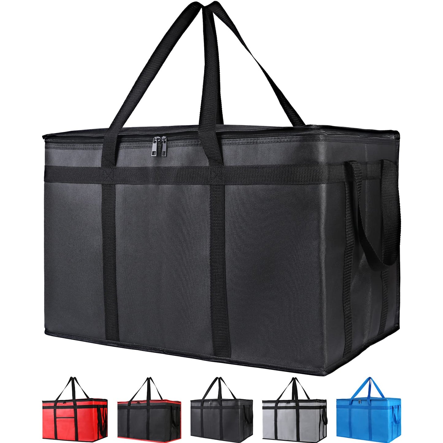 Bodaon Insulated Food Delivery Bag, XXXL Pizza Delivery Bags for Hot and Cold Food, Commercial, Large Capacity Reusable Warming Bag, Catering Cooler Bag for Doordash, Warmers for Parties (Black, 1Pk)