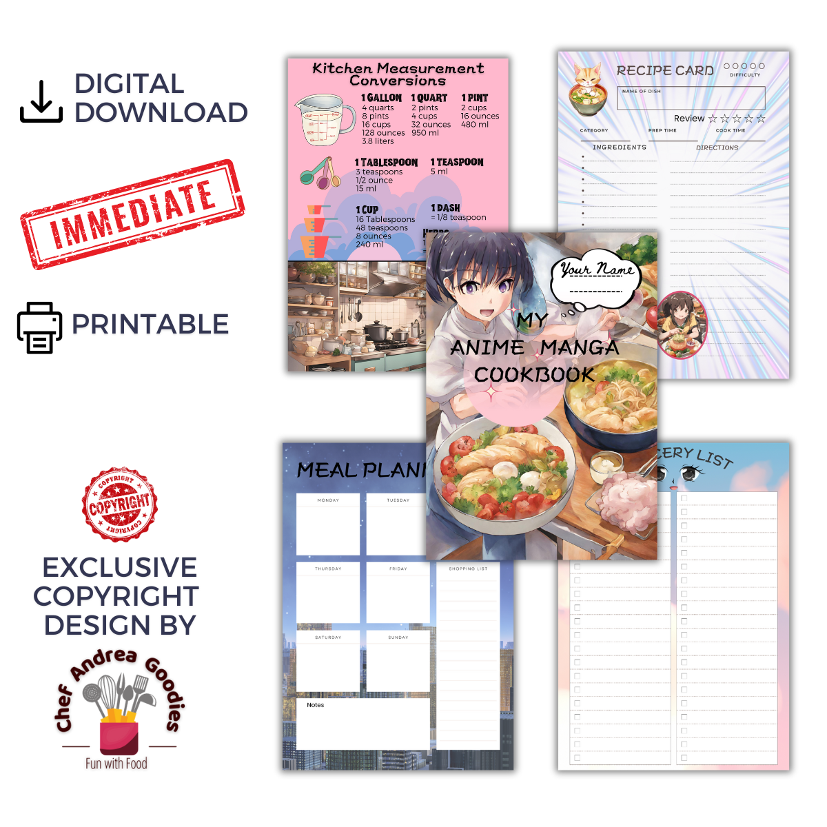 Anime Manga Cookbook Recipe Card Template